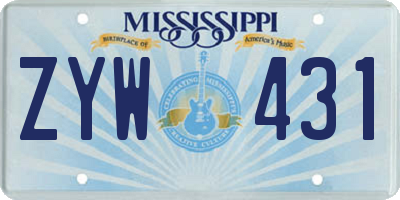 MS license plate ZYW431