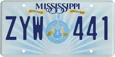 MS license plate ZYW441