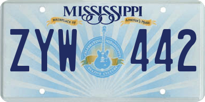 MS license plate ZYW442