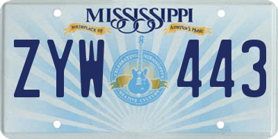 MS license plate ZYW443
