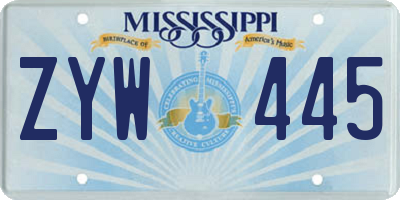 MS license plate ZYW445