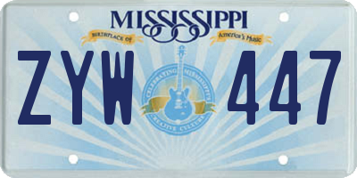 MS license plate ZYW447