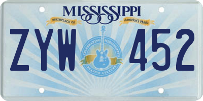 MS license plate ZYW452