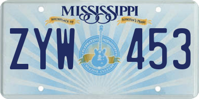 MS license plate ZYW453