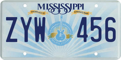 MS license plate ZYW456