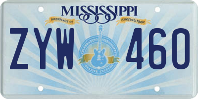MS license plate ZYW460