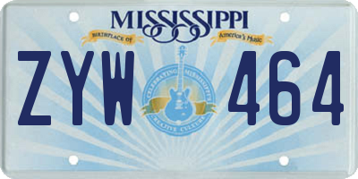 MS license plate ZYW464