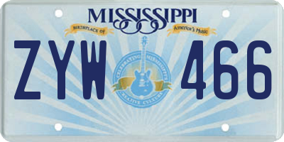 MS license plate ZYW466