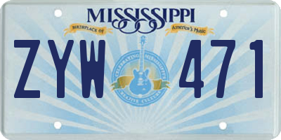 MS license plate ZYW471