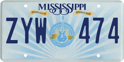MS license plate ZYW474