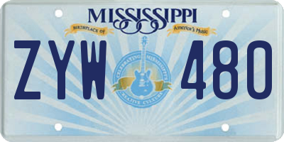 MS license plate ZYW480