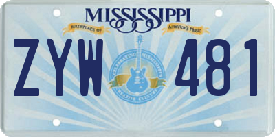 MS license plate ZYW481