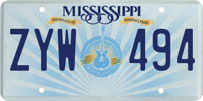MS license plate ZYW494