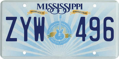 MS license plate ZYW496