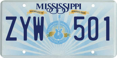MS license plate ZYW501