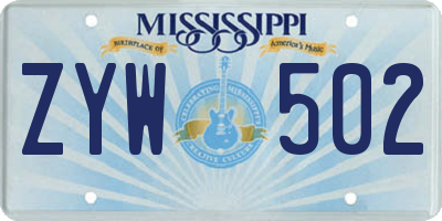 MS license plate ZYW502