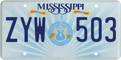 MS license plate ZYW503