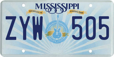 MS license plate ZYW505