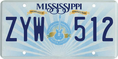 MS license plate ZYW512
