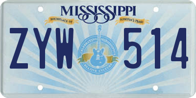 MS license plate ZYW514