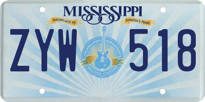 MS license plate ZYW518