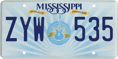 MS license plate ZYW535