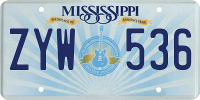 MS license plate ZYW536
