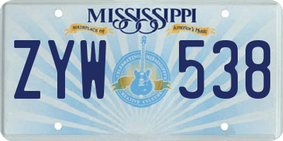 MS license plate ZYW538