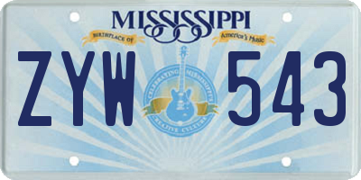 MS license plate ZYW543