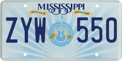 MS license plate ZYW550