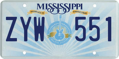 MS license plate ZYW551