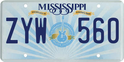 MS license plate ZYW560