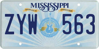 MS license plate ZYW563