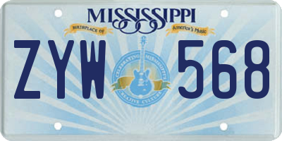 MS license plate ZYW568