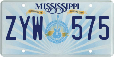 MS license plate ZYW575