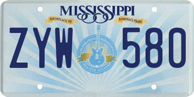 MS license plate ZYW580