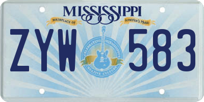 MS license plate ZYW583