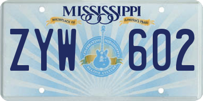 MS license plate ZYW602