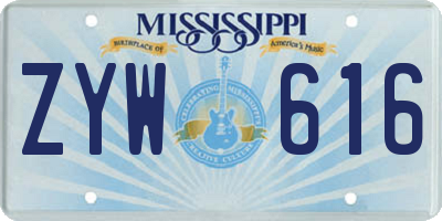 MS license plate ZYW616