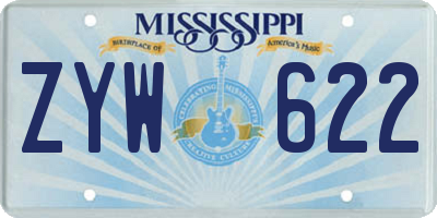 MS license plate ZYW622