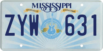 MS license plate ZYW631