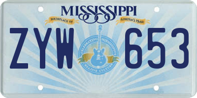 MS license plate ZYW653