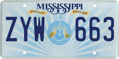MS license plate ZYW663