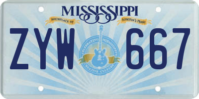 MS license plate ZYW667