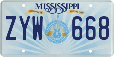 MS license plate ZYW668