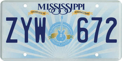 MS license plate ZYW672