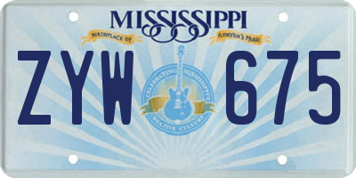 MS license plate ZYW675