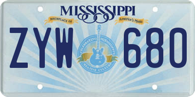 MS license plate ZYW680