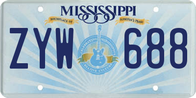 MS license plate ZYW688