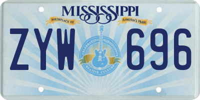 MS license plate ZYW696
